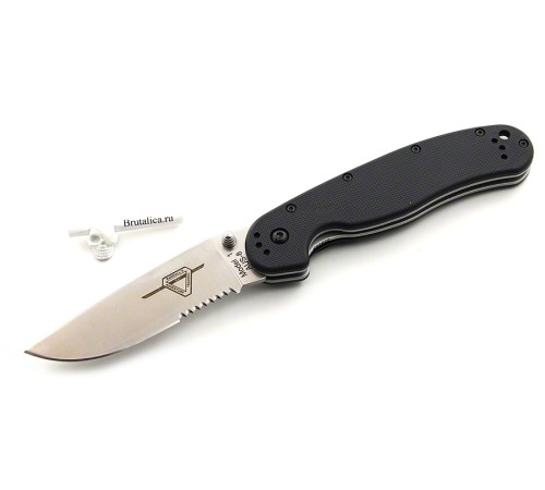Ontario RAT-1 ON8849SS serrated/black handle